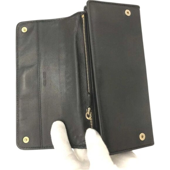(L1) Authentic Miu Miu Wallet Long Black Leather Luxury Vintage Designer Handbag - Picture 5 of 9